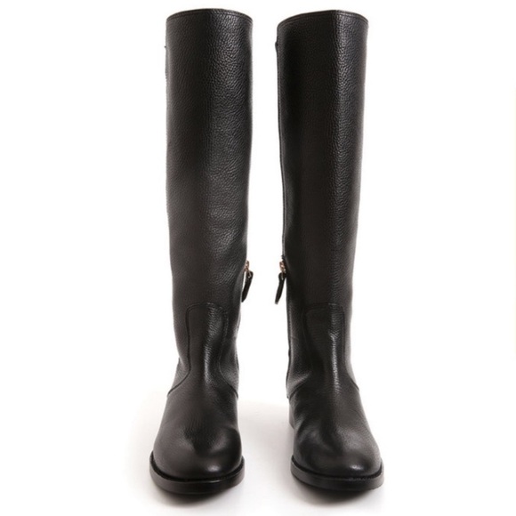 Tory Burch Selden Tall Riding Boots 8.5 Equestrian Black Leather Stretch Scuba - Picture 8 of 16